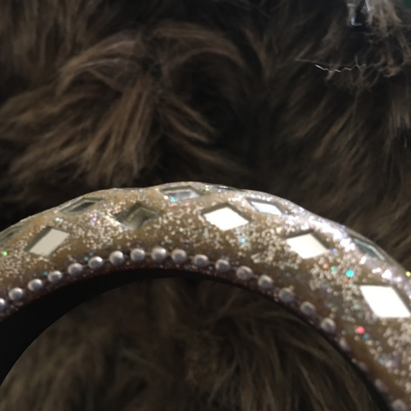 Glitter fabric diamond mirror bangle bracelet - Picture 5 of 5